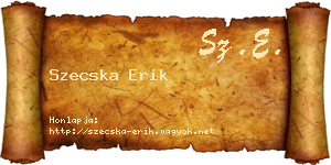 Szecska Erik névjegykártya